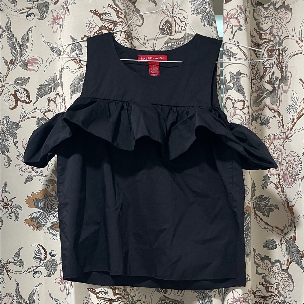 Saks Fifth Avenue Black Ruffle Blouse